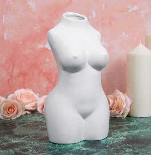 Leonardo Collection große weiße Körpervase menschliche Körpervase aus Keramik, weibliche Form großer Po-Pflanztopf Damenvase