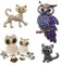 4 STÜCKE Tier Strass Brosche Pin Nette Eule Katze Muster Anstecknadel Brustnadel für Frauen Mädchen Hochzeit Geburtstagsgeschenk Party Supply 4 Stile