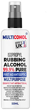 Multicohol 99.9% First aid Antiseptic Rubbing Isopropyl Alcohol Disinfectant Kills 99% Bacteria, Germs, Fungus, Sanitiser Multipurpose (50ml Spray)