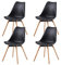 buybyroom Lot de 4 chaises de Salle à Manger rembourrées, chaises de Cuisine, Assise, Dossier, Salon, Salle à Manger, Salle de conférence, avec Bois Massif, Noir