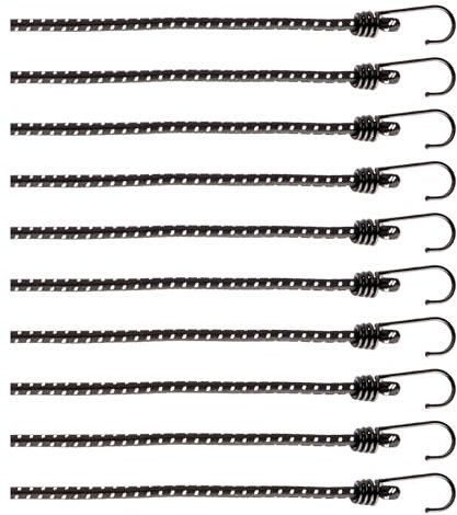 com-four® 10-teiliges Set Gummispanner mit reflektierenden Streifen - Gepäckspanner - Expander mit Haken - Spanngummi zur Ladungssicherung - Spanngurt