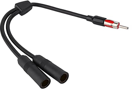 Moioee 12 Inch AM FM Radio Antenna Splitter, 1 Male to 2 Female