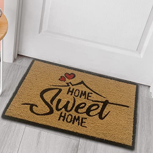 CARPETIA Kokos Fußmatte für saubere Schuhe | antibakteriell | modernes Design schwarz rot, 60 x 90 cm