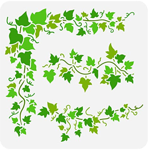 FINGERINSPIRE Ivy Peinture Pochoir 30x30 cm Creuser Feuilles de Vigne Pochoir Artisanat Réutilisable Mur Bordure Feuille Pochoir Plastique PET Plante Pochoir Modèle pour Mur, Tuiles, Scrapbook