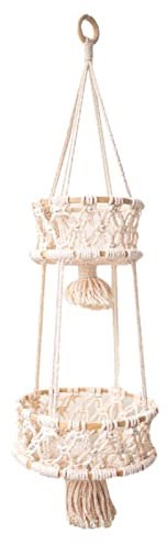 Bohemian Macrame Plant Holder - 3-Tier Indoor Hanging Plant Flower Basket - Boho Easy Hanging Home Decor for Wall, Garden, Patio, Porch,