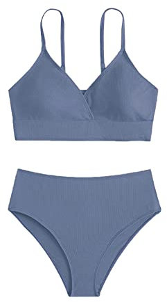 Fulidngzg Bikini Kinder Mädchen Push Up Set Bikinihose Badeanzüge Sportlich Teenager mit Shorts Badeanzug Bedruckte mit Triangel Rüschen Tankini Bikini Bikinioberteil für Mädchen 2-14 Jahre