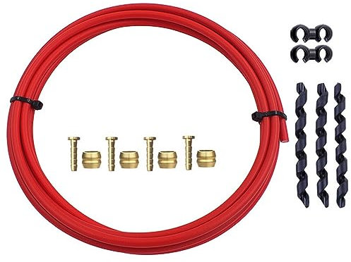 BBTISG Fahrrad Bremsschlauch, 3 m Hydraulischer Scheibenbremsschlauch, Rot, Nylon, Bremsschlauch, 1x3 m mit Einsatz, Verbindungsschrauben, für MTB/Rennrad