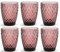 Utilissimi EDITACASA - Set - Kit - 6 bicchieri in vetro acqua colore rosa - capienza 250 ml