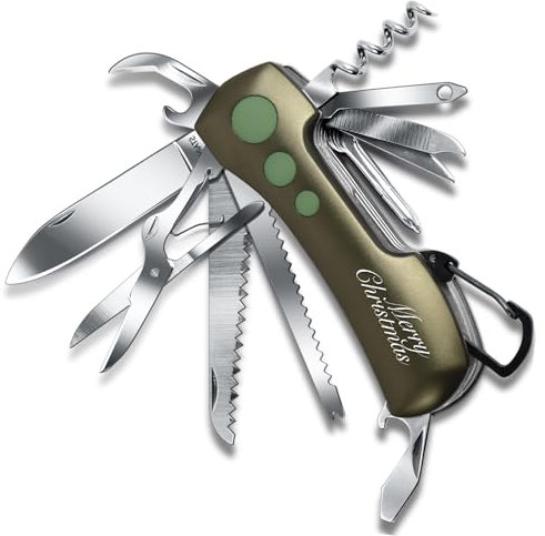 ZIMAIC Weihnachten Geschenkartikel Taschenmesser,Multitool Messer Schweizer Taschenmesser-Multifunktionswerkzeug mit 15 Funktionen Taschenwerkzeug