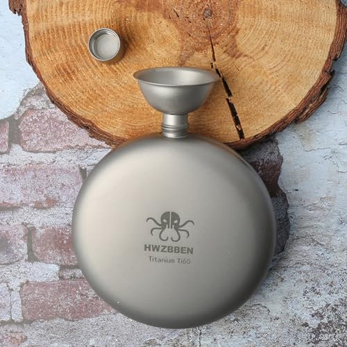 Flasque ronde de 170 ml en titane pour camping, bouteille de vin portable avec entonnoir et tasse à saké, pour whisky, alcool, pour randonnée, cyclisme, activités de plein air