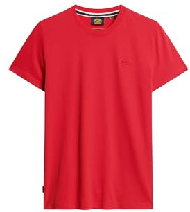 Superdry Herren Essential T-Shirt aus Bio-Baumwolle mit Logo Rouge Rot XXXL
