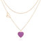 Linawe Purple Heart Layered Necklaces for Women, Rose Gold Heart Chain Choker Pendant Necklace, Stainless Steel Stacked Necklaces, Y2K Preppy Cute Jewellery Lover Necklace