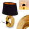 Tischleuchte Rovio, moderne Nachttischlampe aus Metall/Stoff in Schwarz,Gold Tischlampe mit Schirm in Stoff mit Lichteffekt, An-/Ausschalter am Kabel, Ø 19,5 cm, E14, ohne Leuchtmittel