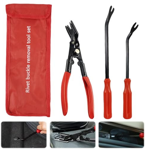 3 Pcs Staple Remover Tool Upholstery, Nail Puller Remover Tool, Pry Bar Set, Trim Clip Removal Plier, Suitable for Upholstery, Automobile Manufacturing and Furniture Manufacturing