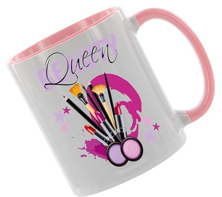 Crealuxe Kaffeetasse - Beauty Queen - Spruchtasse, Bürotasse, bedruckte Keramiktasse, Hochwertige Kaffeetasse, Tasse personalisiert mit Name/Spruch (Rosa)