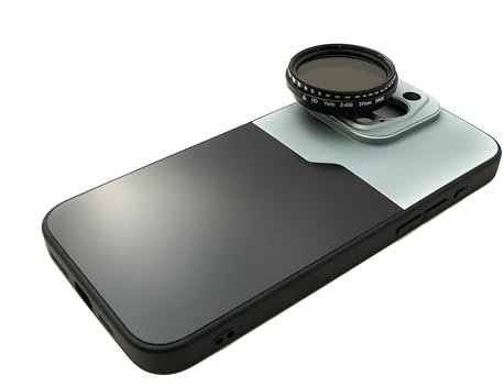 SYSTEM-S ND Vario Filtro 37 mm da 2 a 400 densità neutra con custodia per iPhone 15 Pro Max