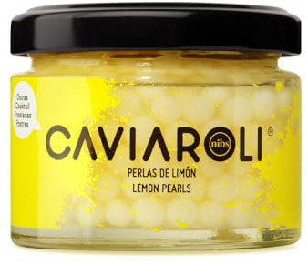 Succo di Limone Perle Gourmet per Condire o Decorare vaso 50gr. Sfere di succo di limone nel loro interno liquido esplodono in bocca quando le mordi. Colore giallo e sapore acido e di limone.