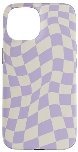 Hülle für iPhone 15 Schachbrett im Vintage-Stil, kariert, Violett und Beige