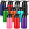 Mimorou Wiederverwendbare Aluminium-Wasserflaschen, 383 ml, mehrfarbig, für Outdoor-Sport, Multipack, Reiseflaschen für Fitnessstudio, Radfahren, Camping, Schnappdeckel, 10 Stück