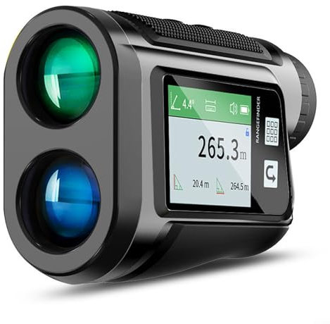 Zoegneer Golf-Entfernungsmesser, Vergrößerung, Laden, Jagd, Entfernungsmesser mit LCD-Touchscreen, Entfernungsmesser für Golf, Schwarz