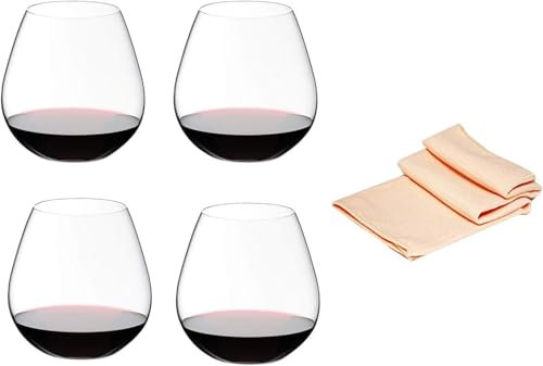 Dekomiro Rotweinglas Riedel 0414/07 4er Set für Rotweine wie Pinot Noir und Nebbiolo O Wine Tumbler Set mit Glasreinigungstuch