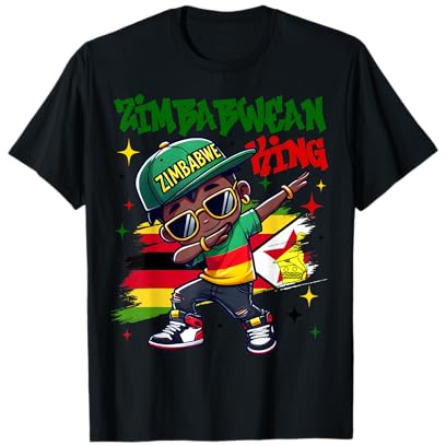 Ziambabwean King Dabbing Zimbabwe Flag Pride for Kids T-Shirt