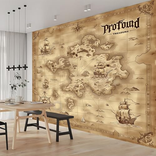 Fototapete Retro-Karte Braun 200x140 cm Tapete 3D Vlies Wanddeko Wallpaper Wandtapete Dekoration Study Zimmer Wohnzimmer Restaurant Cafe