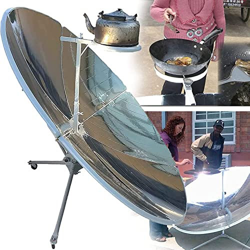 LZDOYY Cuisinière Solaire de 59,05 Pouces Four Cuiseur Solaire Portable Camping Four Solaire Camper à Concentration Parabolique Point Focal Température: 800-1000 ° C