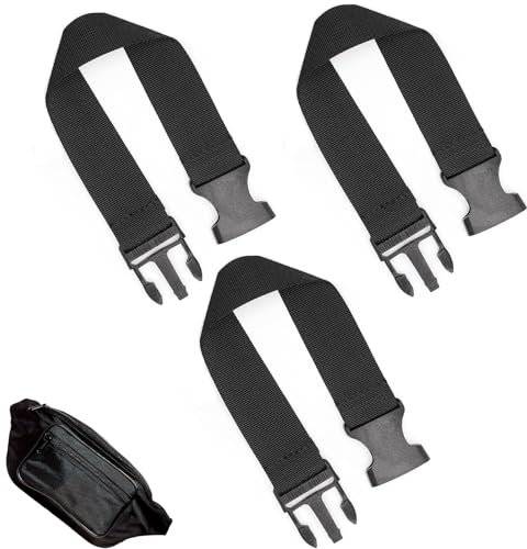 3Pcs Bumbag Extender Strap Extension Waist Chest Strap for Backpack Black Extension Travel Backpack Chest Strap Adjustable Backpack Pack Straps Quick Release Buckle for Backpack Straps with Buckles