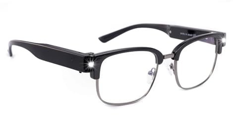 OKH USB aufladbare Lesebrille mit LED Licht, Beleuchtete Lesebrille mit Blaulichtblockierung, helle, klare Sicht für Frauen und Männer zum Lesen bei Nacht 2,0+