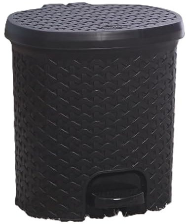 Nobel Plastic Pedal DustBin with Lid Plastic Garbage Waste Pedal Bin with Inner Bucket for Kitchen,Home,Office,Bathroom (Black - 12 Litre)