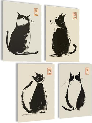 mojoliving Japan Poster Japan Deko Japanische Deko Aesthetic Bilder Anime Japanische Bilder Anime Poster Bilder Wohnzimmer Japan Geschenk (Japan Katze)