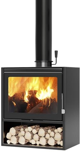 LIHY Kaminofen Aus Stahl Rollo Bereit Rechteckig Mit Raumluftunabhängig, Einfache Bedienung, Kaminofen, Heizofen, Holzheizung, Effizienter Und Umweltfreundlicher Raumheizer Mit Modernem Design