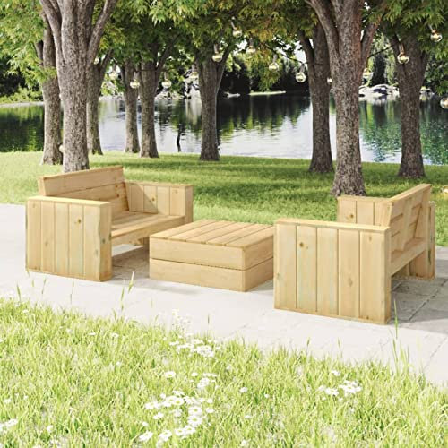 Fasba 3-TLG. Garten-Lounge-Set Massivholz Kiefer Imprägniert, Lounge-Set aus Holz, Outdoor-Lounge-Set, Gartenmöbel, Lounge-Set aus Massivholz