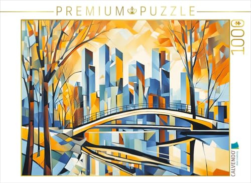 CALVENDO Puzzle Spiegelnde Skyline im farbenfrohen Herbst | 1000 Teile Lege-Größe 64 x 48 cm Foto-Puzzle für glückliche Stunden
