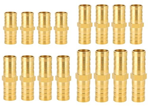 FORMVERSITY 16 Pezzi Raccordo Portagomma Ottone Calibro 6 8 10 12mm, Portagomma in Ottone Raccordo per Tubo, Raccordo per Tubo Flessibile, Barb Raccordo Adattatore in Ottone per Tubo Gas Acqua Olio