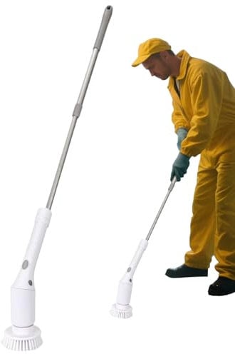 Electric Cleaning Scrubber, Electric Rotating Brush Cleaner, Replaceable Heads, Ergonomic Handle Design, Powerful Battery Operated Floor Scraper for Bathroom, Kitchen, Bathtub and Tiles