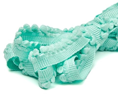 WANYI Bommelborte 1,3cm Breit Quastenborte Dekoration Dekoband mit Pompons Borten und Bänder zum Nähen Meterware Bommelband Zierband für DIY Handwerk Kleidung Vorhang Kissen（Türkis）