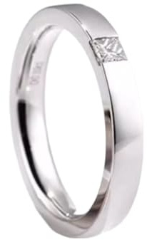Wycian Ringe Set Silber Frauen Diamant Ring Echt 9K Weißgold mit 0,1 CT Diamant Größe 65 (20.7) Massiv, Nicht Plattiert Aktualisierung 3.0 für Damen Valentinstag Schmuck