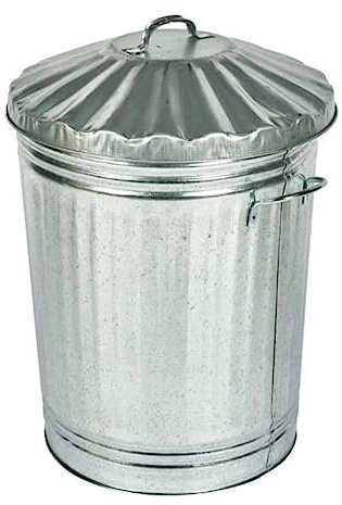 Kingtoss Galvanised Steel Metal Dustbin with Lid & Side Handles, Heavy Duty Kitchen Waste Bin for Home, Garden, Garage & Storage Use, Durable Rust-Resistant - 15 Litre Utility Bin