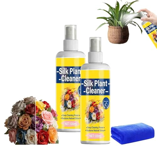 Silk Flower Cleaner Spray No Wipe, Artificial Plant Cleaner for Fake Plants & Flowers, Dry Dust Remover, Faux Greenery Plant Cleaning, Fake Flower Dusting Spray for Indoor House Cleans (2p)