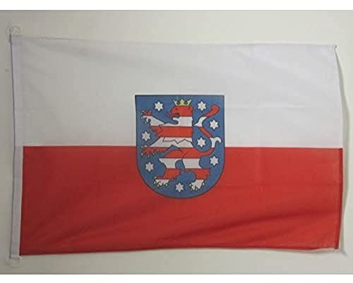 AZ FLAG Bootsflagge Thüringen 90x60 cm Mesh-Polyester Kunststoffringe | Für außen und Boote Bootsflagge wetterfest mit doppelten Nähten und verstärkten Kanten