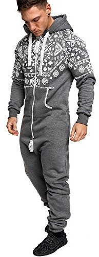 Amaci&Sons Herren Norweger Overall Jumpsuit Onesie Jogging Sportanzug Trainingsanzug Jogginganzug 3009 Anthrazit XL