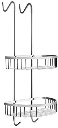 Ambrosya® | Exklusive Duschablage aus Edelstahl | Bad Badezimmer Badregal Dusche Duschkorb Duschregal Halter Halterung Hängeablage Hängekorb Hängeregal Korb Regal (Edelstahl (Gebürstet), 2 Etagen)