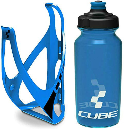 Cube HPP Cage - Matt Blue/Black & Icon Bottle - Blue, 750ml / Water Drink Flask Vessel Bidon Holder Mount Bracket Kit Lightweight Plastic Drinking Hydration Biking Bike Riding Frame Accessories