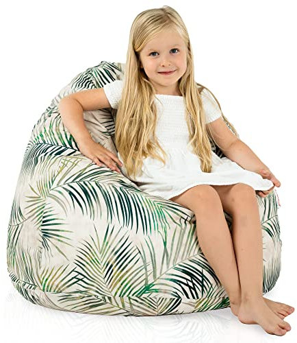 Italpouf Sitzsack L Kindersitzsack, Indoor, Sitzsack Sessel für Kinder, EPS Perlen Füllung, Abnehmbarer Bezug, Maschinenwaschbar, Kindersessel, Zertifiziert, Botanik