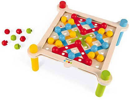 Janod - Essentiel - Das Schnüren - Lernspiel aus Holz Babys und Kleinkinder - Geschicklichkeit und Kreativität - Erweiterbar - Farbe auf Wasserbasis - Ab 3 Jahren, J05064