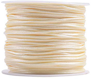 Konmay 1 rouleau de fil en satin de soie pour nœuds chinois, kumihimo, perlage, macramé, fabrication de bijoux - Crème - 91 m x 1,5 mm