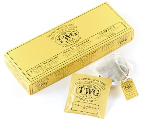 TWG Tea | Classic Selection | Teebox mit 3 Sorten | Exklusive Teemischungen | 15 Handgenähte Teebeutel aus Baumwolle | Geschenkset
