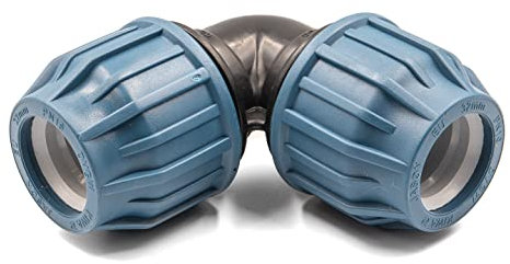 Raccords polyéthylène DVGW/KIWA/WRAS, Raccord plastique coudé égal pour tube PE Ø25 mm